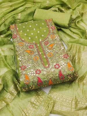 Ethnic Motifs Embroidered Unstitched Dress Material 1