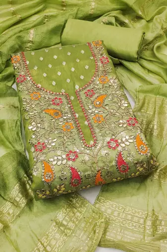 Ethnic Motifs Embroidered Unstitched Dress Material