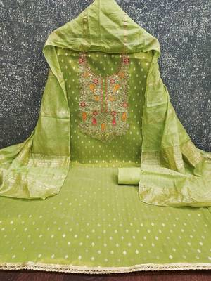 Ethnic Motifs Embroidered Unstitched Dress Material 3