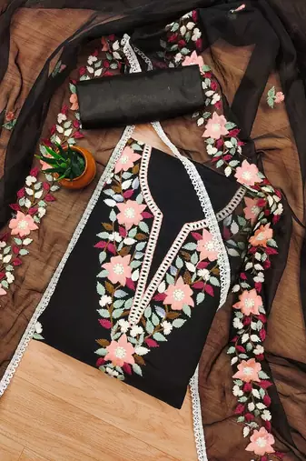 Floral Embroidered Unstitched Dress Material