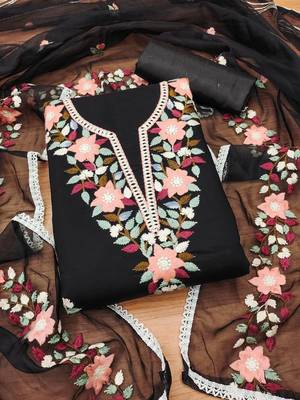 Floral Embroidered Unstitched Dress Material 2
