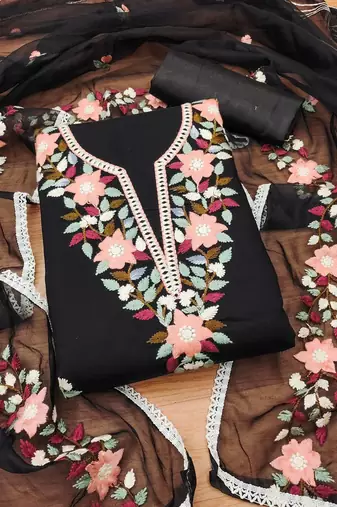 Floral Embroidered Unstitched Dress Material