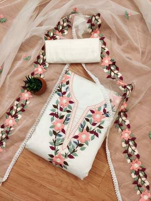 Embroidered Unstitched Dress Material 1