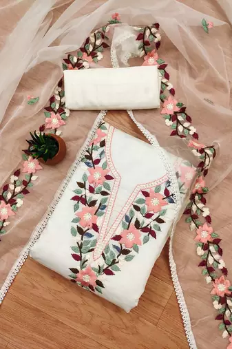 Embroidered Unstitched Dress Material