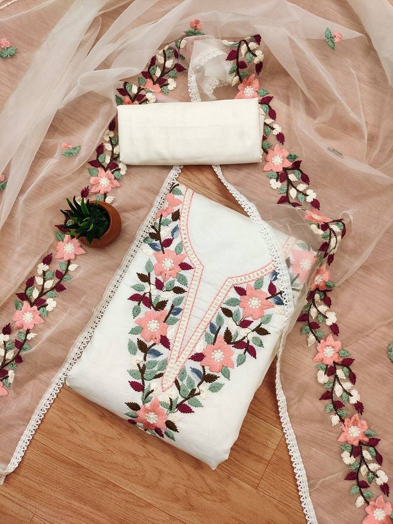 Embroidered Unstitched Dress Material