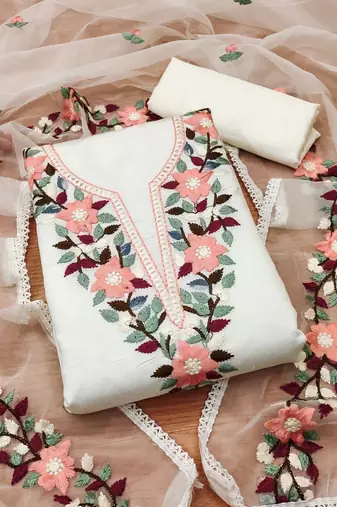 Embroidered Unstitched Dress Material