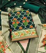 Floral Printed With Zari Cotton Silk Unstitched Dress Material