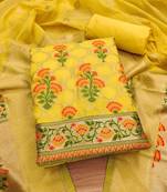 Floral Printed With Zari Cotton Silk Unstitched Dress Material