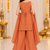 Rust brown floral embroidered organza kurti palazzo set with dupatta for girls