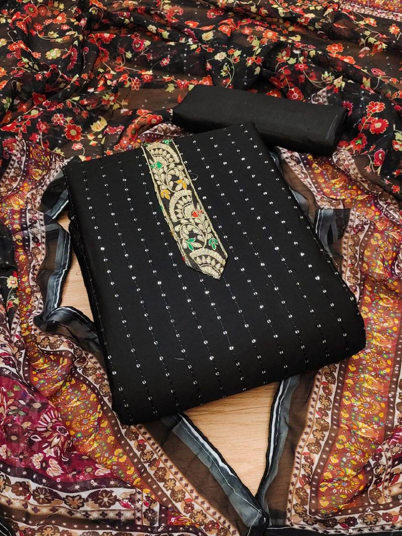 Embroidered Unstitched Dress Material