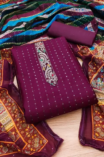 Embroidered Unstitched Dress Material