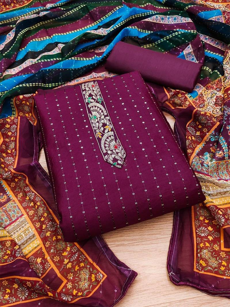 Embroidered Unstitched Dress Material