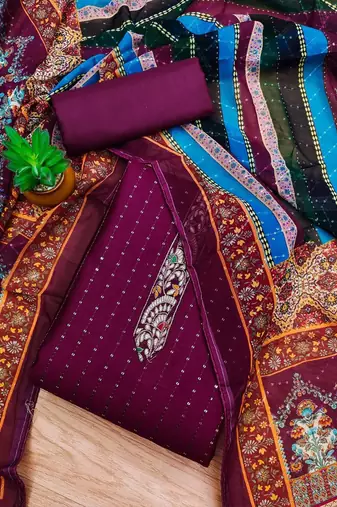 Embroidered Unstitched Dress Material