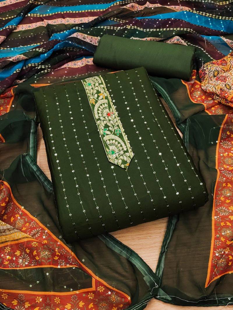 Embroidered Unstitched Dress Material