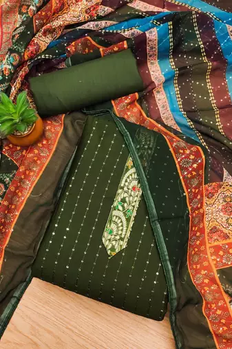 Embroidered Unstitched Dress Material