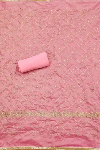 Embroidered Art Silk Unstitched Dress Material