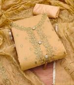 Embroidered Art Silk Unstitched Dress Material