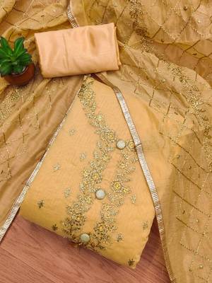 Embroidered Art Silk Unstitched Dress Material 2