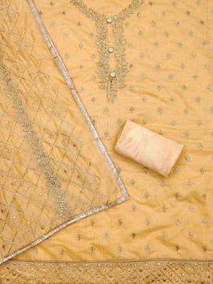 Embroidered Art Silk Unstitched Dress Material 3