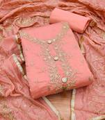 Embroidered Art Silk Unstitched Dress Material