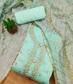 Embroidered Zari Art Silk Unstitched Dress Material