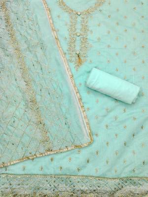 Embroidered Zari Art Silk Unstitched Dress Material 3
