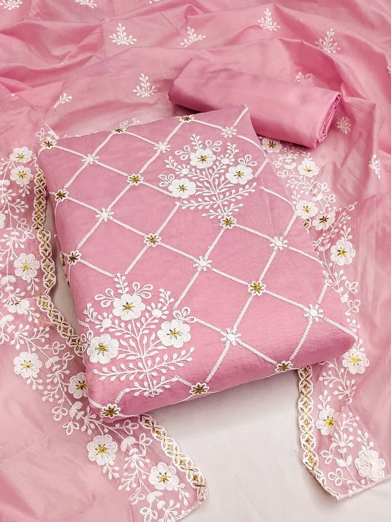 Embroidered Unstitched Dress Material