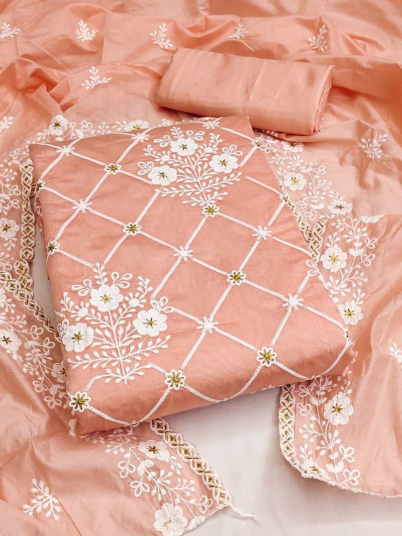Embroidered Unstitched Dress Material