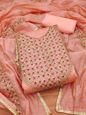 Embroidered Sequinned Art Silk Unstitched Dress Material 1