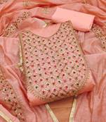 Embroidered Sequinned Art Silk Unstitched Dress Material