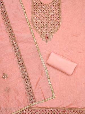 Embroidered Sequinned Art Silk Unstitched Dress Material 3
