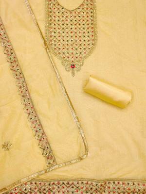 embroidered art silk unstitched dress material 3