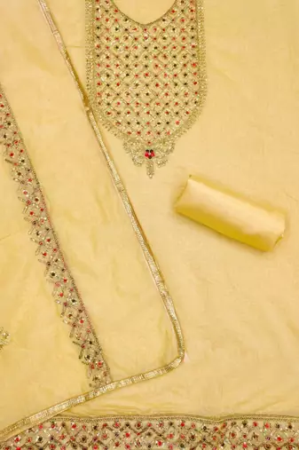 embroidered art silk unstitched dress material