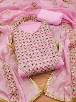 Embroidered Art Silk Unstitched Dress Material 2
