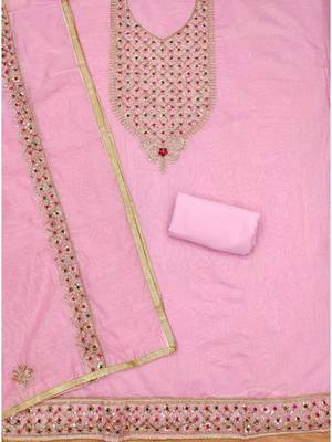 Embroidered Art Silk Unstitched Dress Material 3