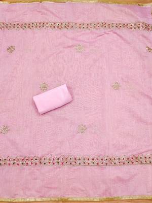 Embroidered Art Silk Unstitched Dress Material 4
