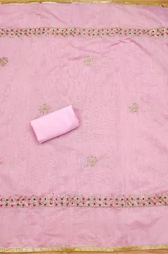 Embroidered Art Silk Unstitched Dress Material