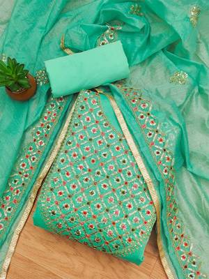 Embroidered Sequinned Art Silk Unstitched Dress Material 1