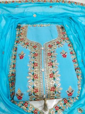 embroidered unstitched dress material 1