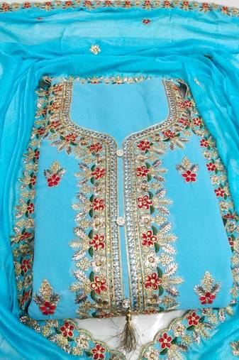 embroidered unstitched dress material