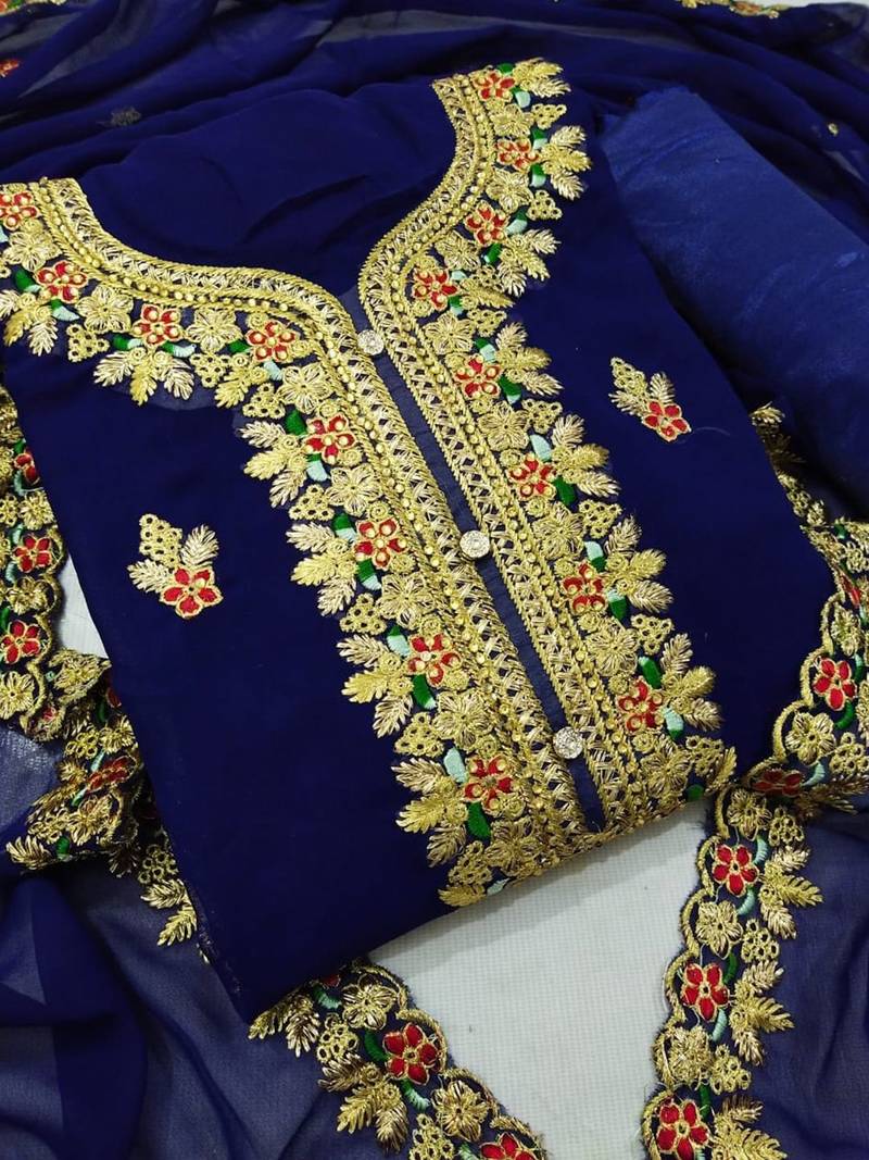 Embroidered Unstitched Dress Material