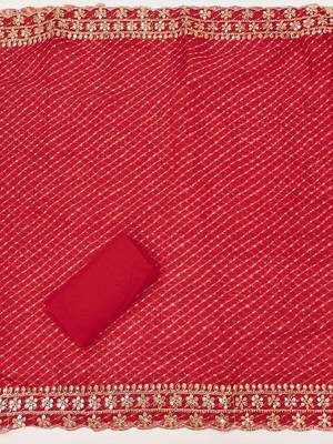 Ethnic Motifs Embroidered Sequinned Chanderi Butti Silk Unstitched Dress Material 4