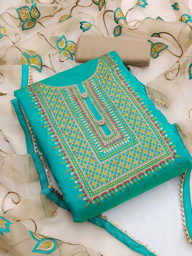 Embroidered Unstitched Dress Material