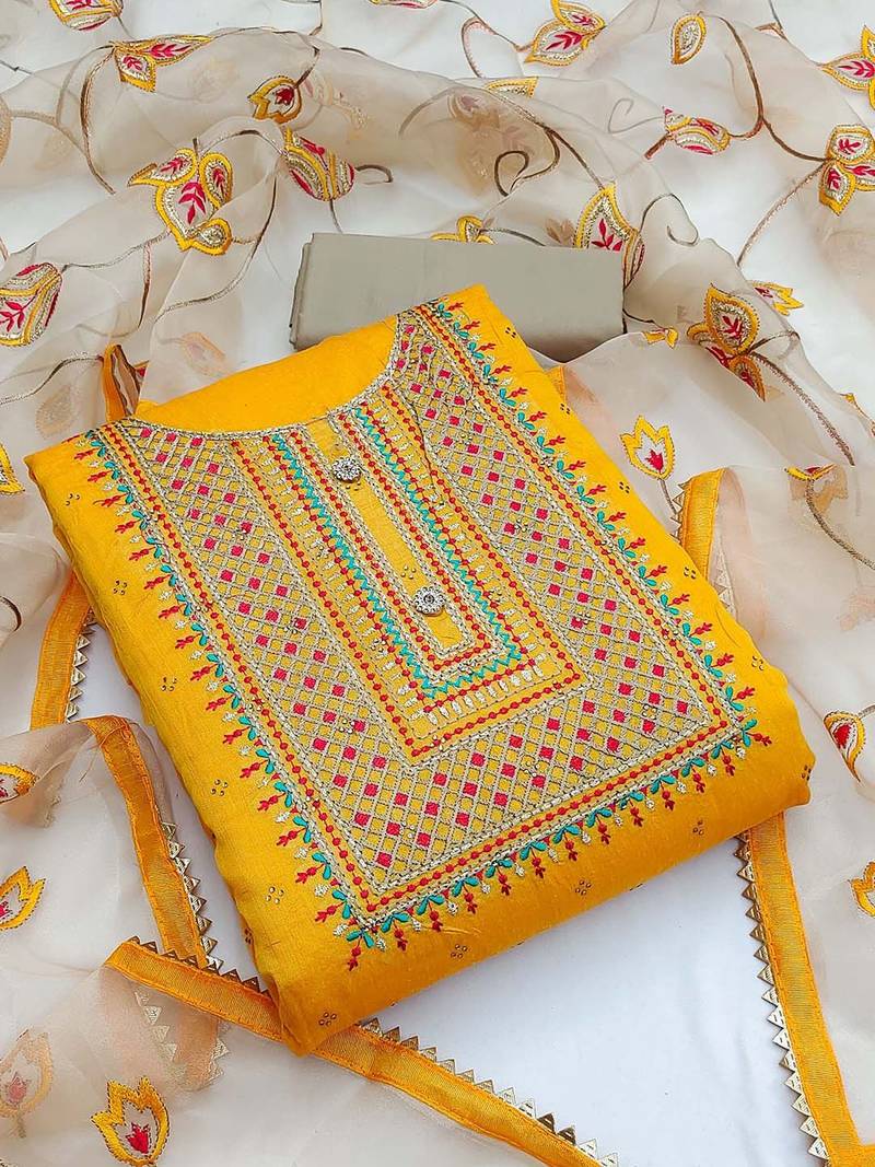 Zari Embroidered Unstitched Dress Material