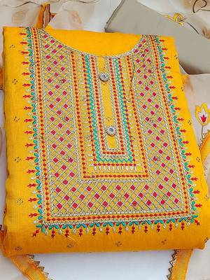 zari embroidered unstitched dress material 2