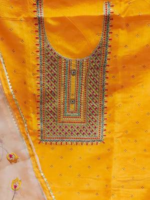 zari embroidered unstitched dress material 4