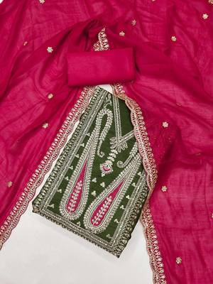 Paisley Embroidered Sequinned Unstitched Dress Material 1