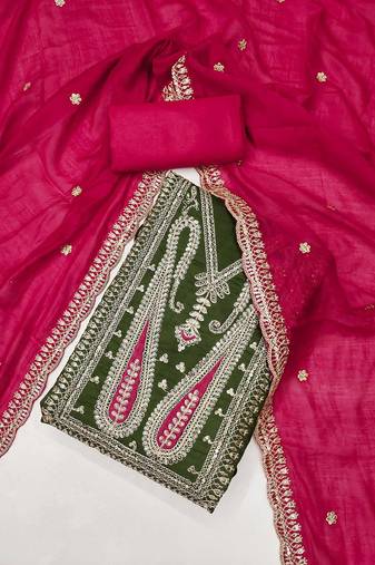 paisley embroidered sequinned unstitched dress material