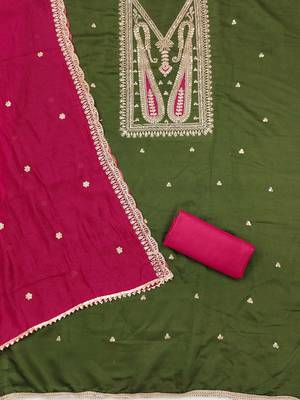 Paisley Embroidered Sequinned Unstitched Dress Material 2