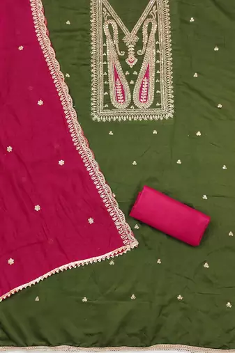 Paisley Embroidered Sequinned Unstitched Dress Material